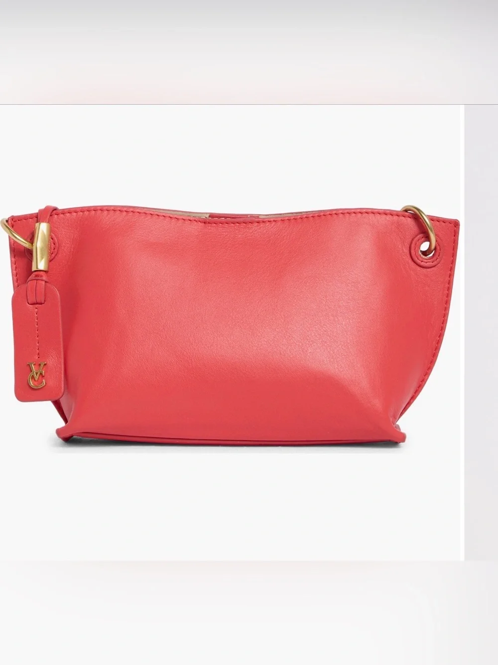 Vince Camuto Coral-Red Leather Ellah Bag with Gold Hardware NWT